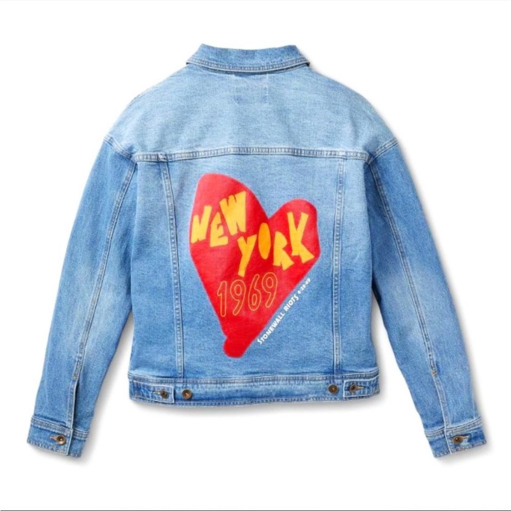 NEW New York Stonewall Riots 1969 Heart Graphic LGBTQ Pride Denim Jacket